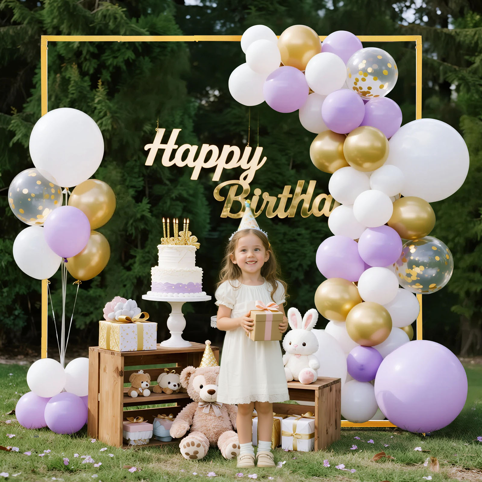 6.6x6.6 ft Gold Square Metal Arch Backdrop Stand - Sturdy Wedding Photo Booth Frame for Indoor & Outdoor Party Decoration