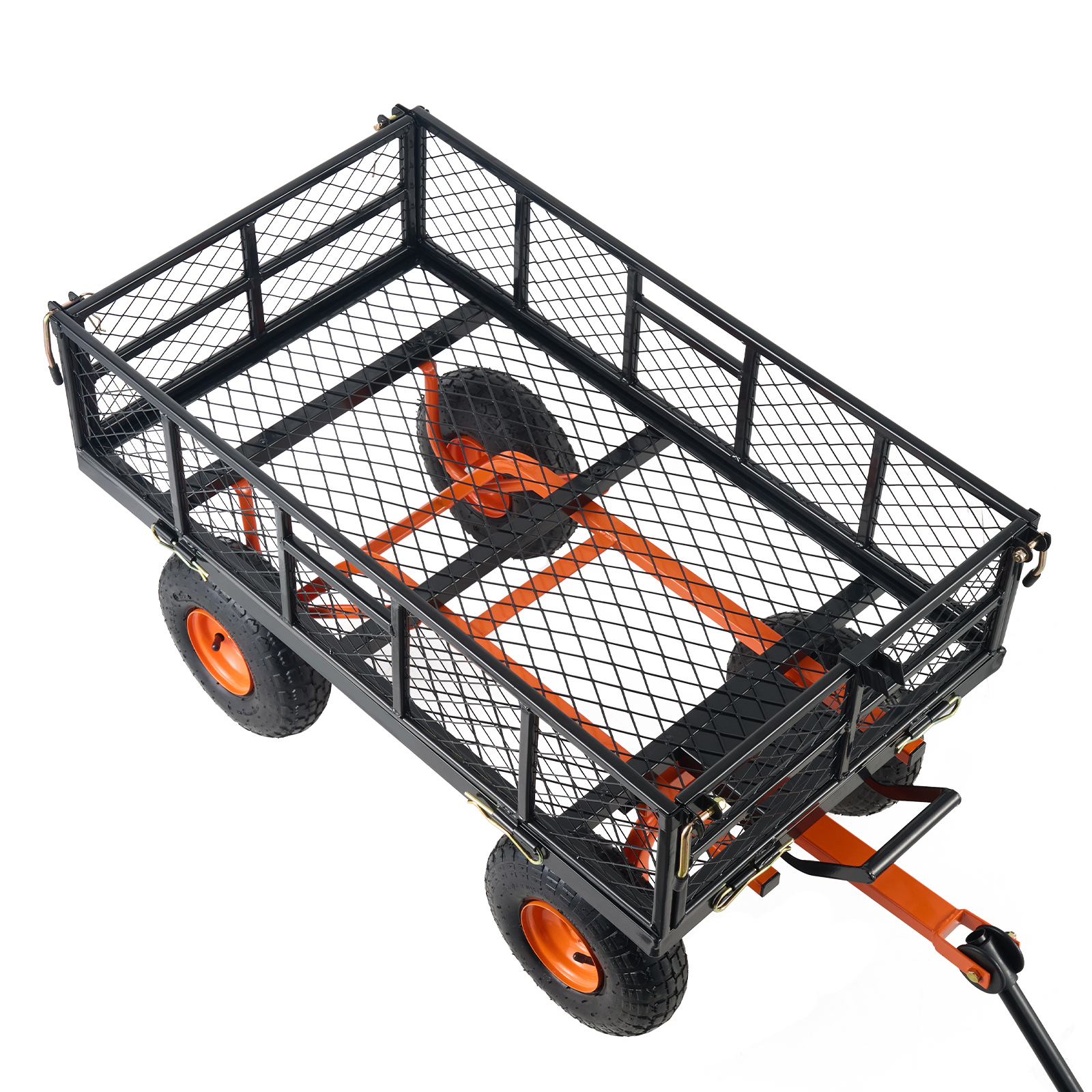 Heavy Duty Metal Garden Dump Cart with Removable Sides & 10" Tires - 880 lbs Capacity Utility Wagon