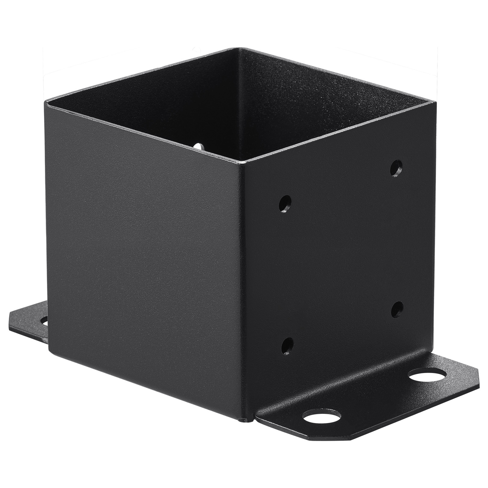 4-Pack Heavy Duty 6x6 Post Base Brackets - Powder Coated Black Steel Deck Support Anchors with Installation Hardware