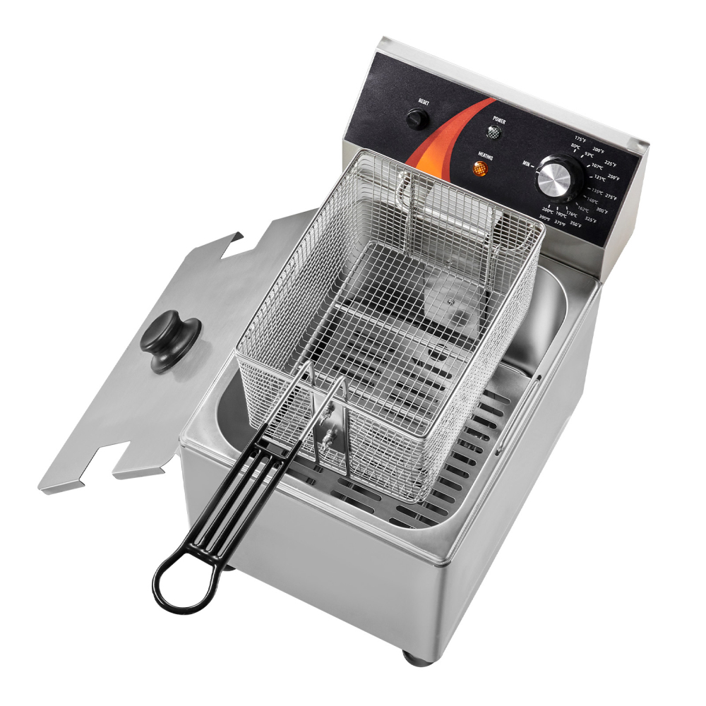 Commercial Electric Deep Fryer Countertop Stainless Steel 12Qt 1750W Heavy Duty Restaurant Kitchen Equipment