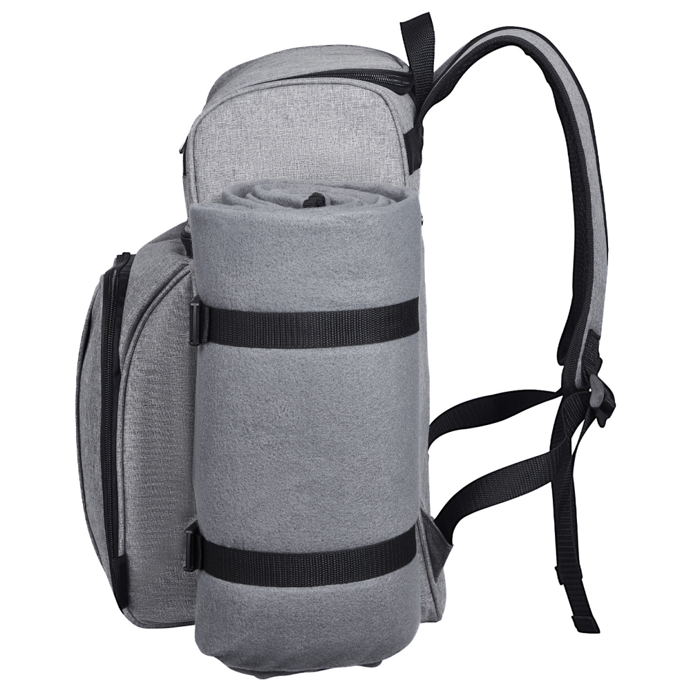 Premium Picnic Backpack Set for 4 with Insulated Cooler, Fleece Blanket & Shatterproof Tableware - Portable Outdoor Dining Kit