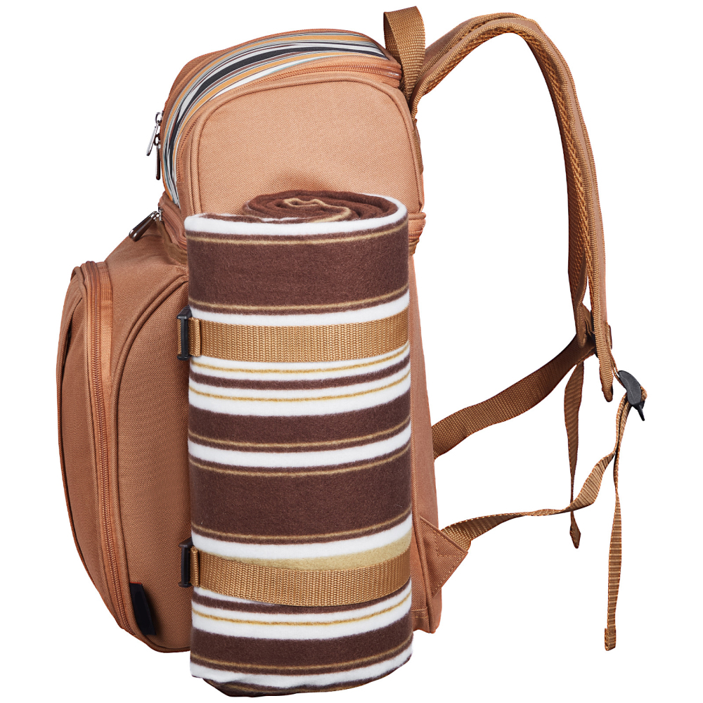 Insulated Picnic Backpack for 4 with Cooler, Waterproof Blanket & Tableware - Portable Outdoor Lunch Bag
