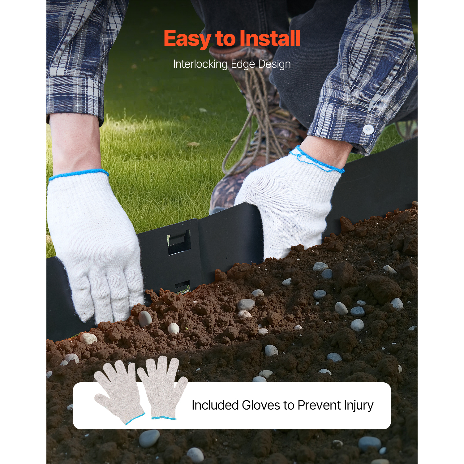 5-Pack Heavy Duty Steel Landscape Edging Kit - 39" Rust-Resistant Metal Garden Border with Spikes for Flower Beds, Lawns & Driveways