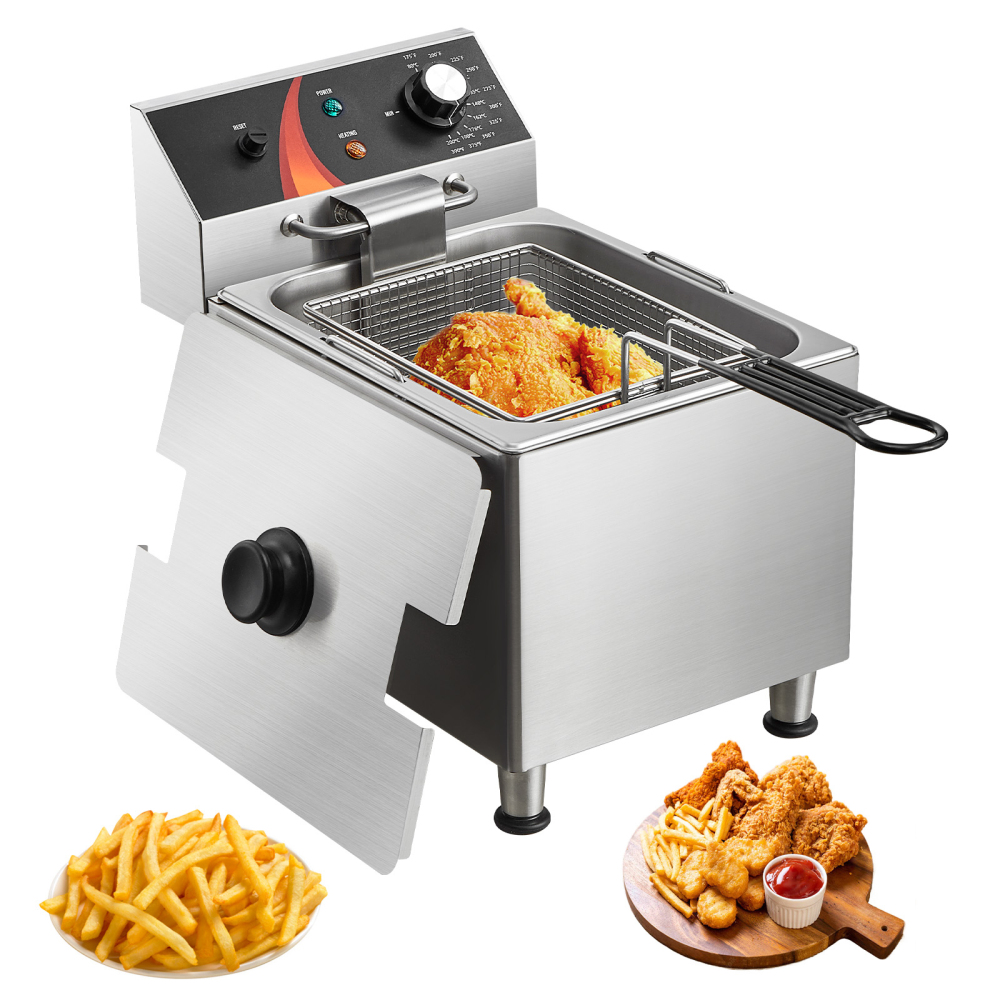 Commercial Electric Deep Fryer Countertop Stainless Steel 12Qt 1750W Heavy Duty Restaurant Kitchen Equipment