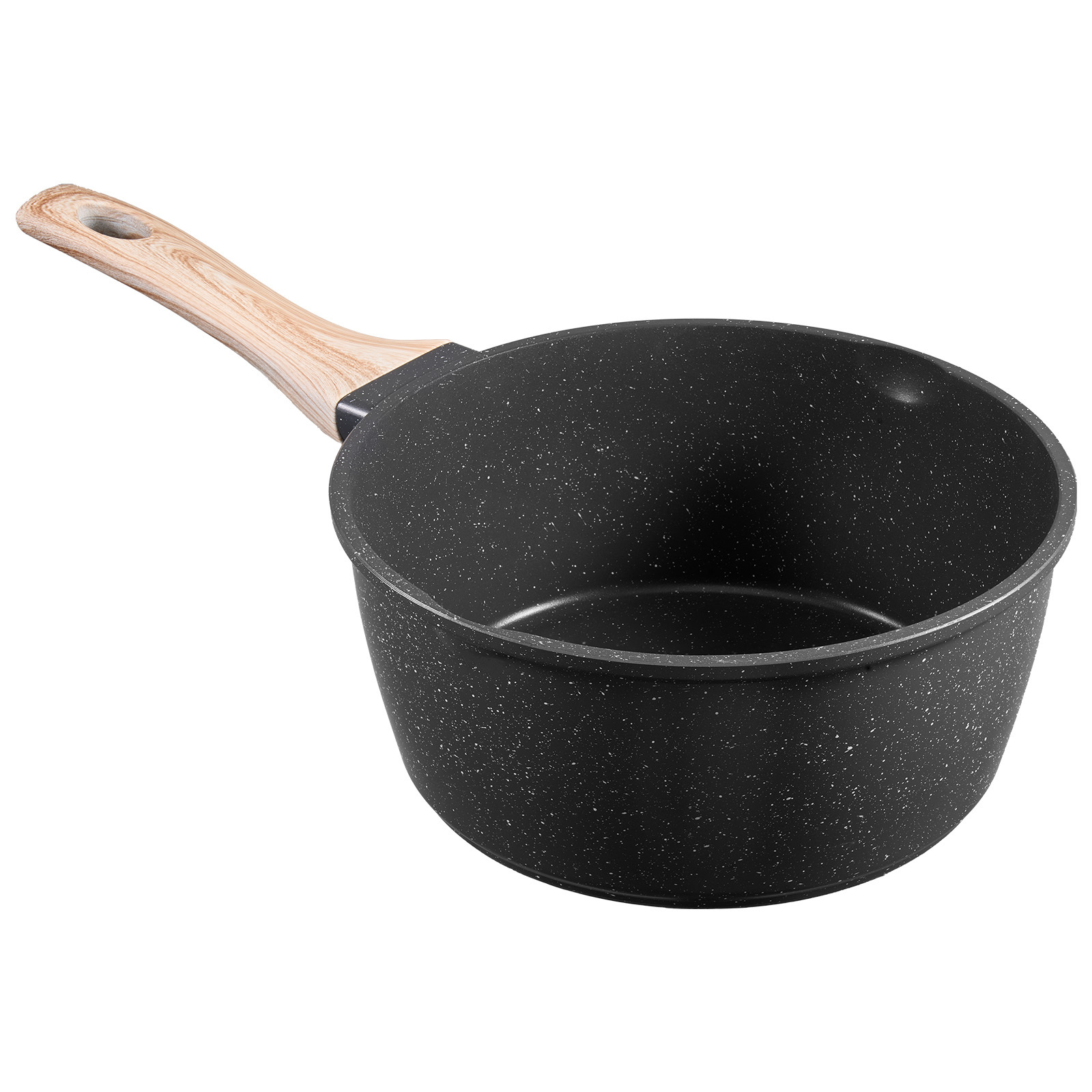 2.5 QT Nonstick Saucepan with Detachable Handle, Speckled Marble Coating Aluminum Cooking Pot for Induction & Gas Stovetops
