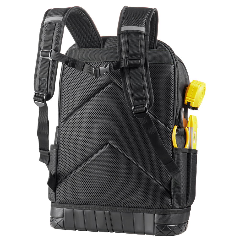 65-Pocket Heavy Duty Tool Backpack with 21-Piece Tool Set, Tear-Resistant Jobsite Organizer for Electricians & Contractors