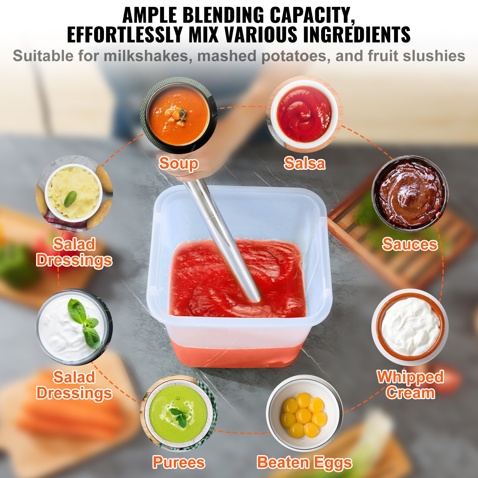 750W Heavy Duty Commercial Immersion Blender - Variable Speed Stainless Steel Hand Mixer with Detachable Blade for Soup, Smoothie & Puree
