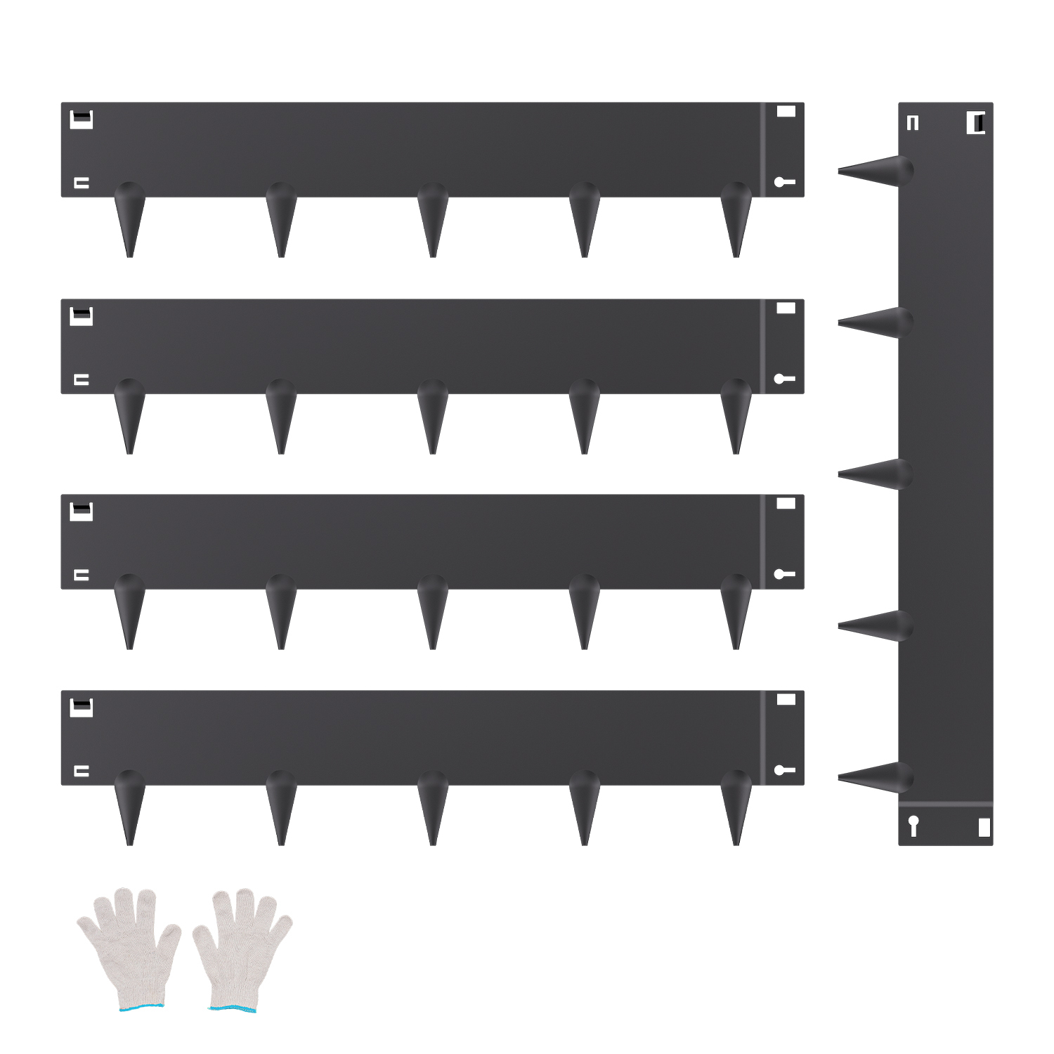 5-Pack Heavy Duty Steel Landscape Edging Kit - 39" Rust-Resistant Metal Garden Border with Spikes for Flower Beds, Lawns & Driveways