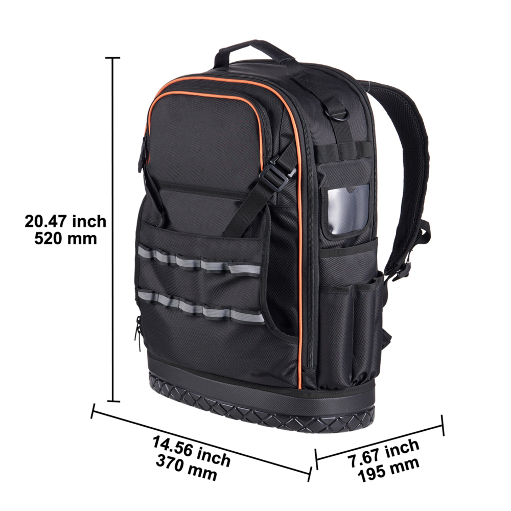 65-Pocket Heavy Duty Tool Backpack with 21-Piece Tool Set, Tear-Resistant Jobsite Organizer for Electricians & Contractors
