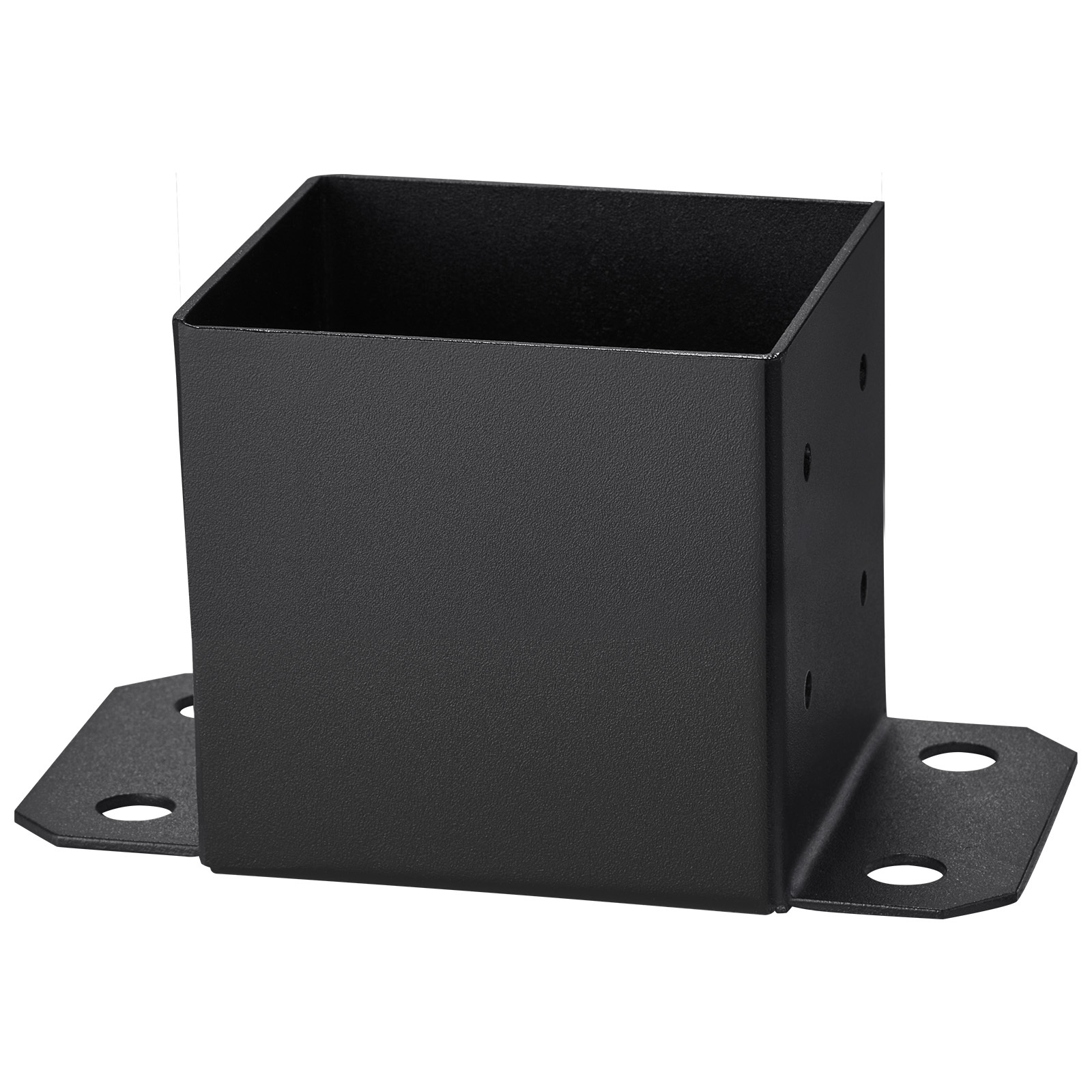 4-Pack Heavy Duty 6x6 Post Base Brackets - Powder Coated Black Steel Deck Support Anchors with Installation Hardware