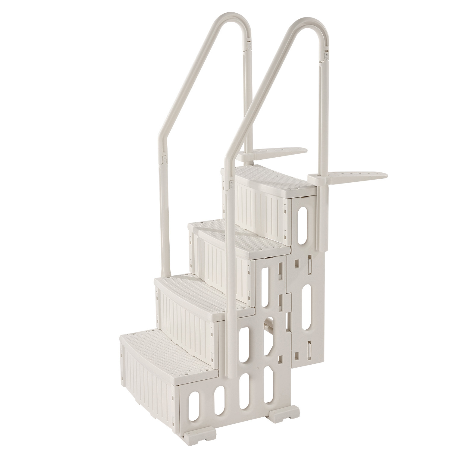 4-Step White Above Ground Pool Ladder with Double Handrails, Heavy Duty Non-Slip Staircase for 48-54 Inch Pools