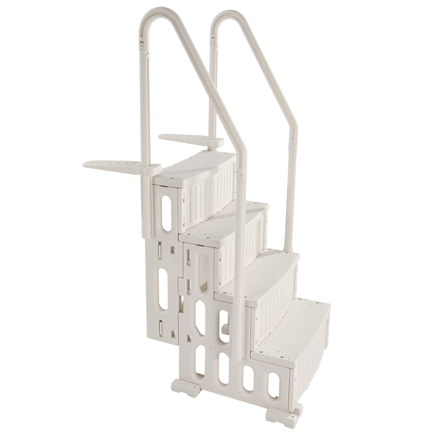 4-Step White Above Ground Pool Ladder with Double Handrails, Heavy Duty Non-Slip Staircase for 48-54 Inch Pools