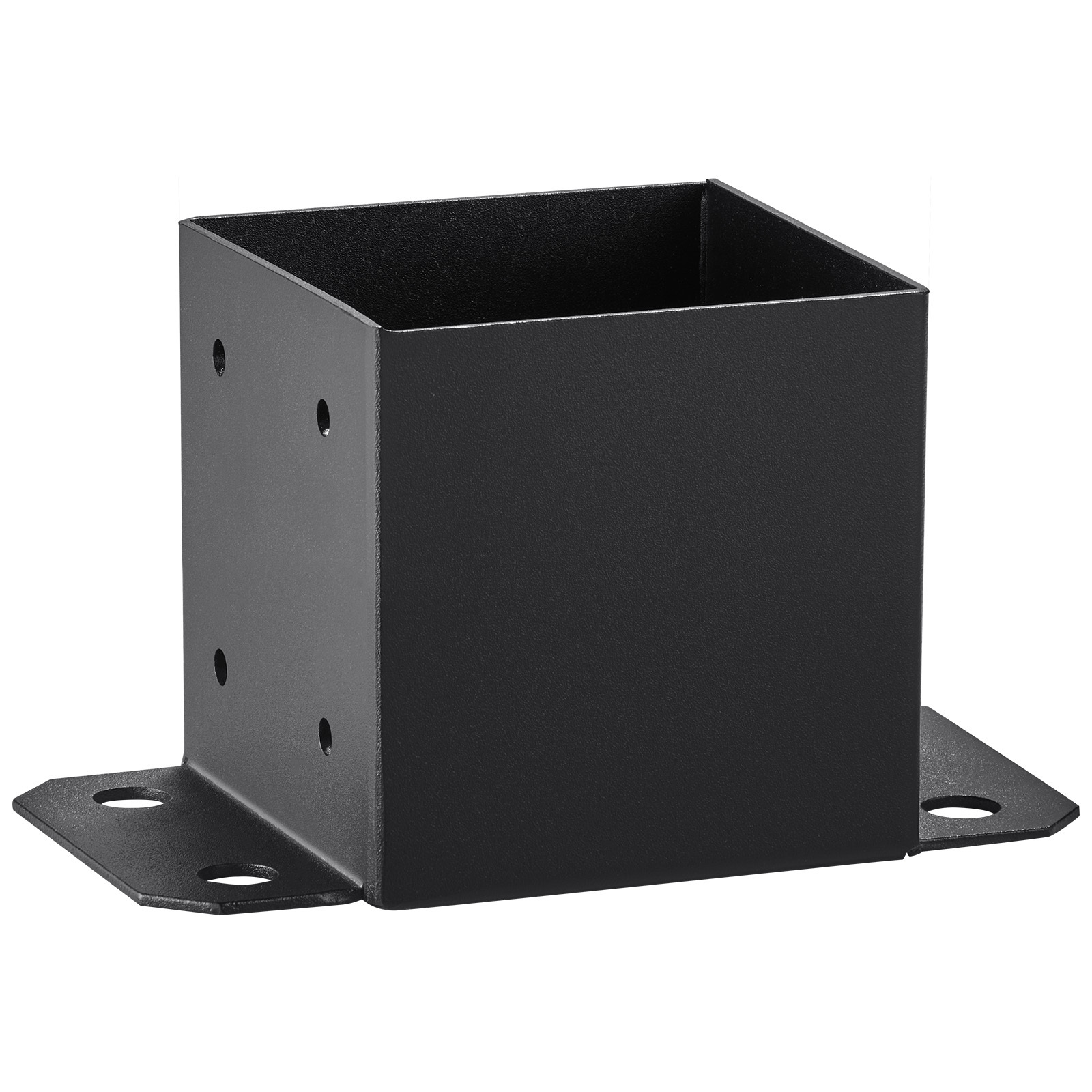4-Pack Heavy Duty 6x6 Post Base Brackets - Powder Coated Black Steel Deck Support Anchors with Installation Hardware