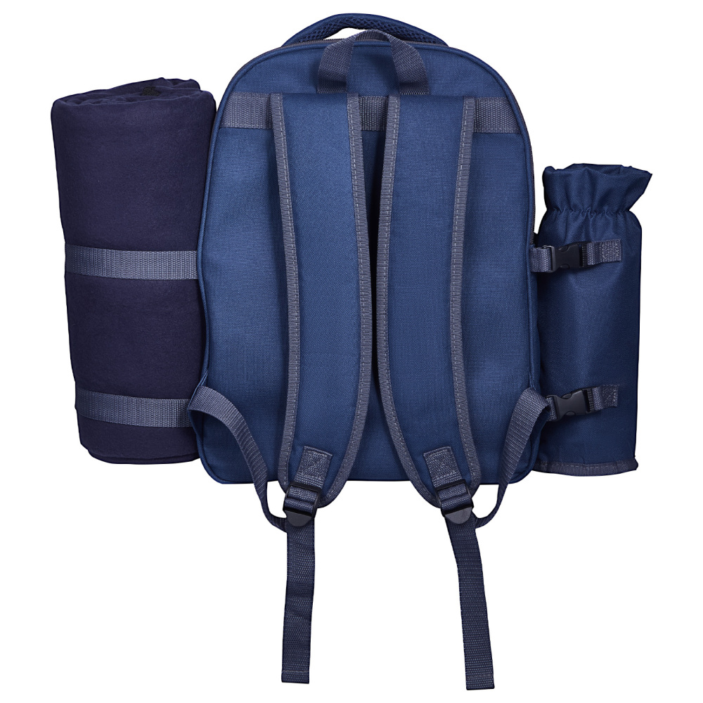 Navy Blue Insulated Picnic Backpack for Two with Cooler, Plates & Wine Glasses – All-in-One Outdoor Dining Set