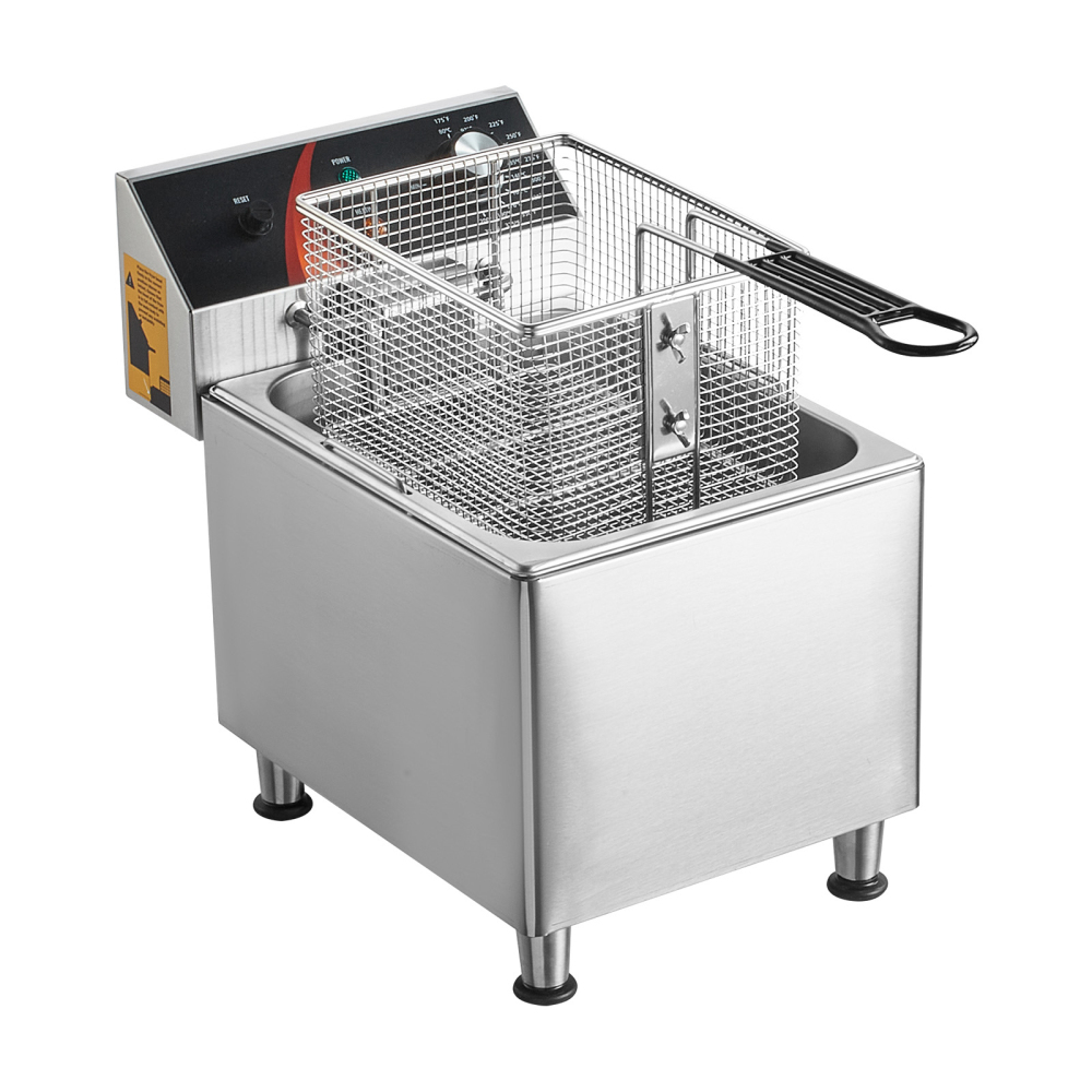 Commercial Electric Deep Fryer Countertop Stainless Steel 12Qt 1750W Heavy Duty Restaurant Kitchen Equipment