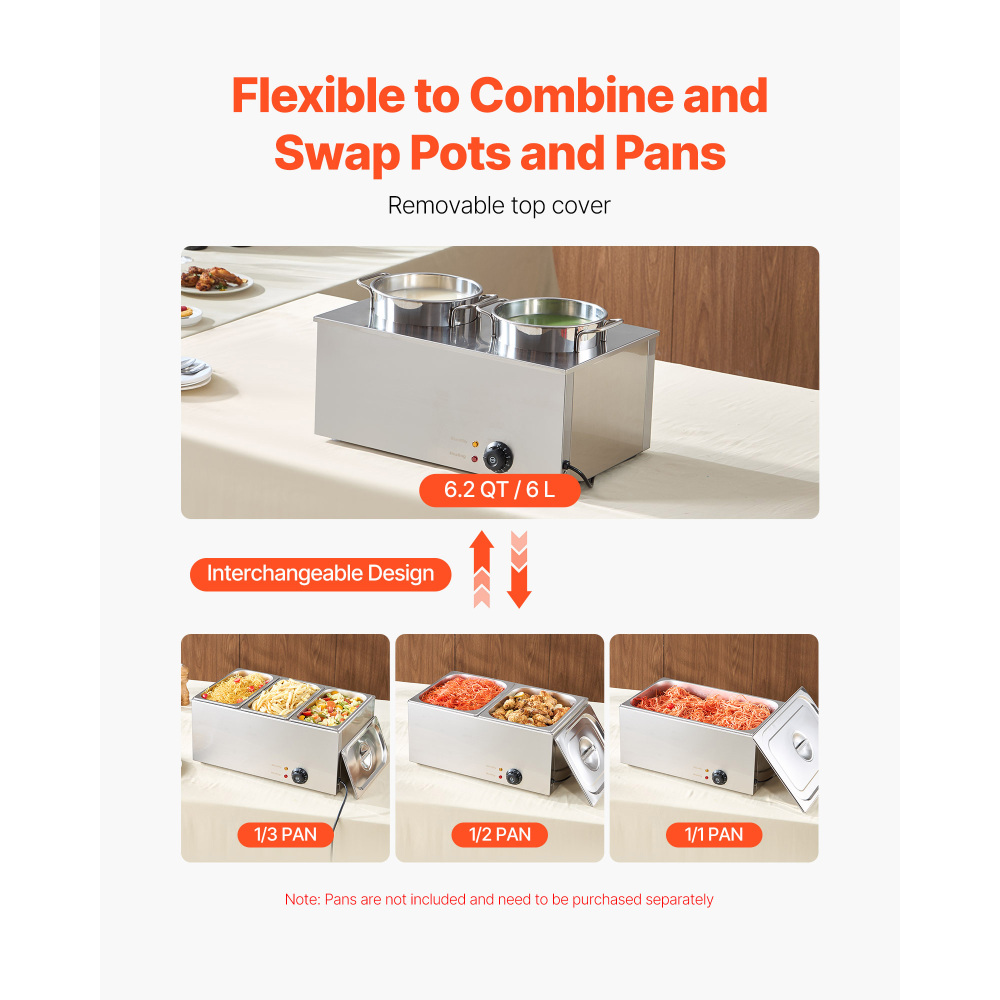 Commercial Stainless Steel Soup Warmer Station - Dual 6.34 Qt Electric Food Kettle with Adjustable Temperature Control