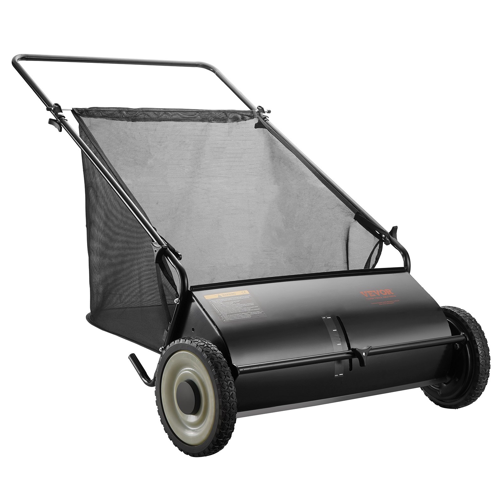 VEVOR 26-Inch Push Lawn Sweeper with Heavy-Duty Steel Frame & Large 7 Cu. Ft. Mesh Collection Bag for Leaves and Grass