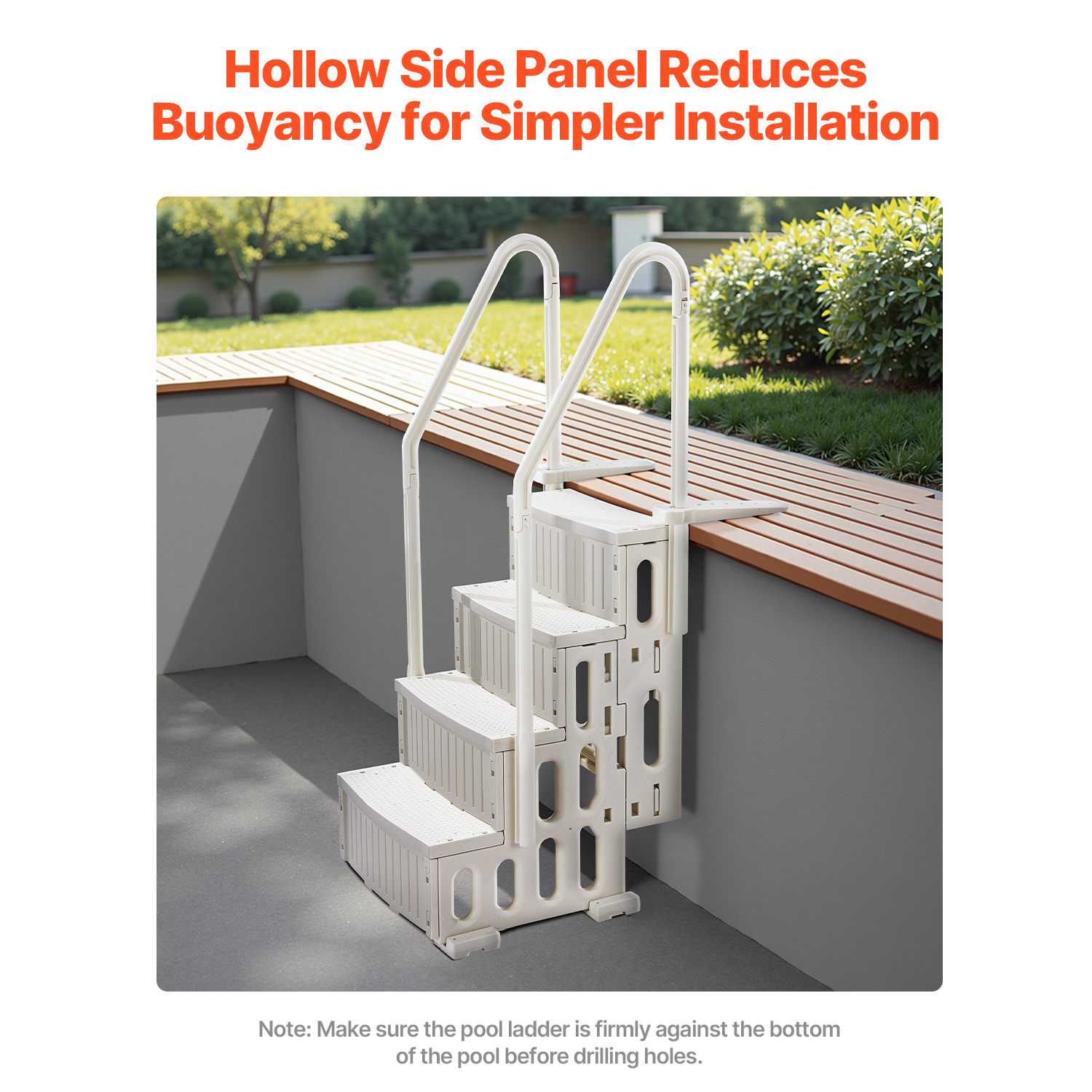 4-Step White Above Ground Pool Ladder with Double Handrails, Heavy Duty Non-Slip Staircase for 48-54 Inch Pools