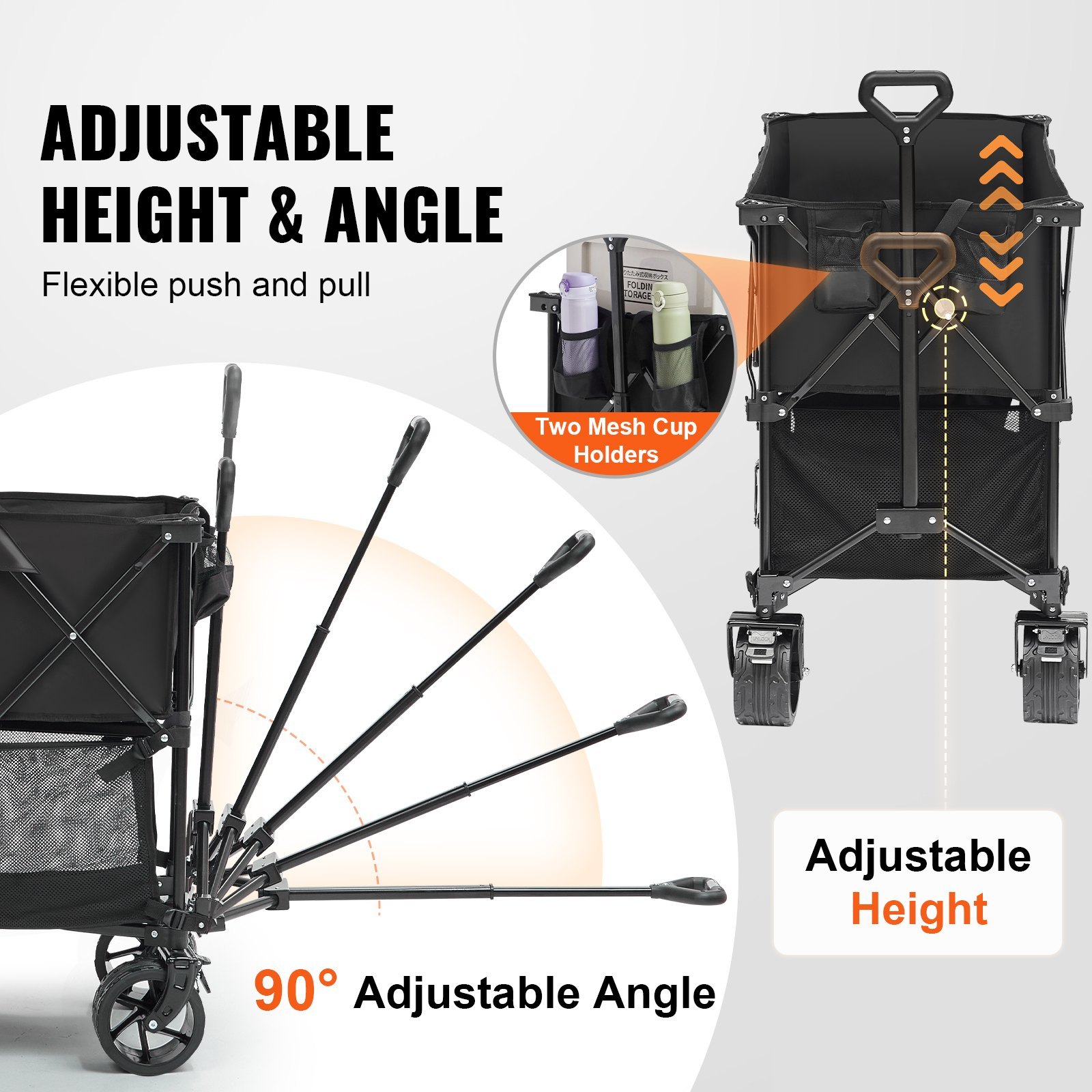 VEVOR Heavy Duty Double Decker Wagon Cart - Collapsible Garden Utility Cart with All-Terrain Wheels & Extendable Tailgate