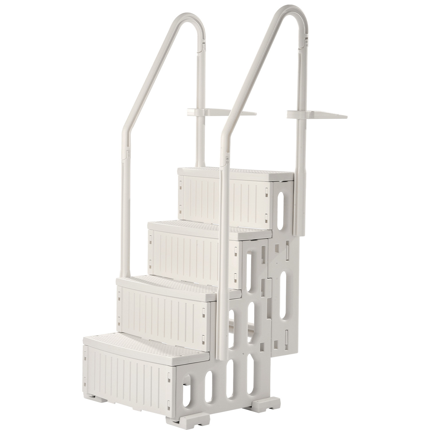 4-Step White Above Ground Pool Ladder with Double Handrails, Heavy Duty Non-Slip Staircase for 48-54 Inch Pools