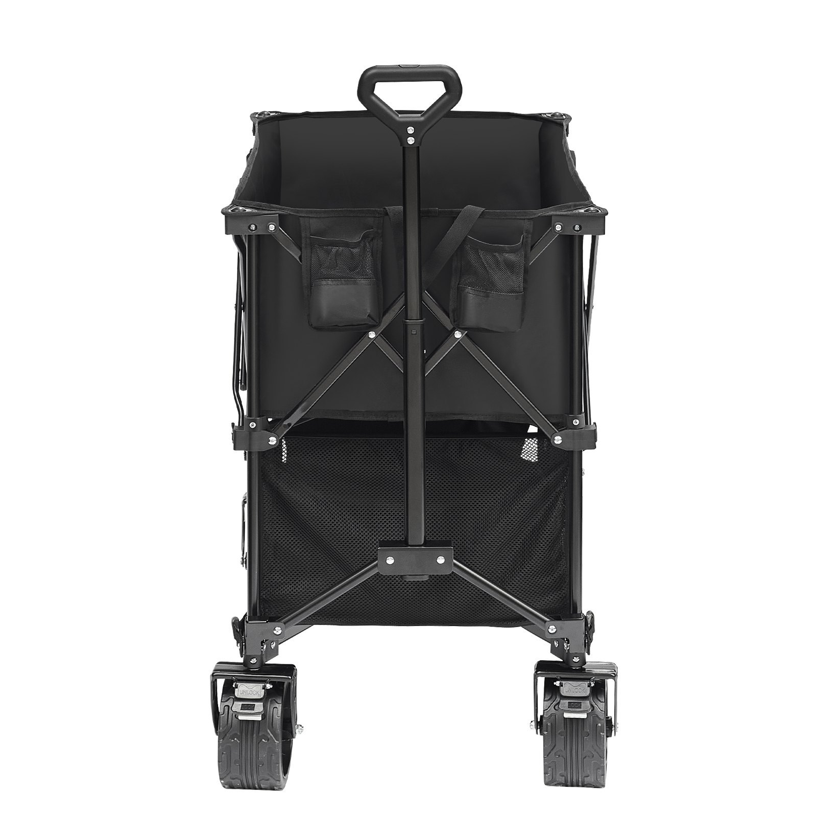 VEVOR Heavy Duty Double Decker Wagon Cart - Collapsible Garden Utility Cart with All-Terrain Wheels & Extendable Tailgate
