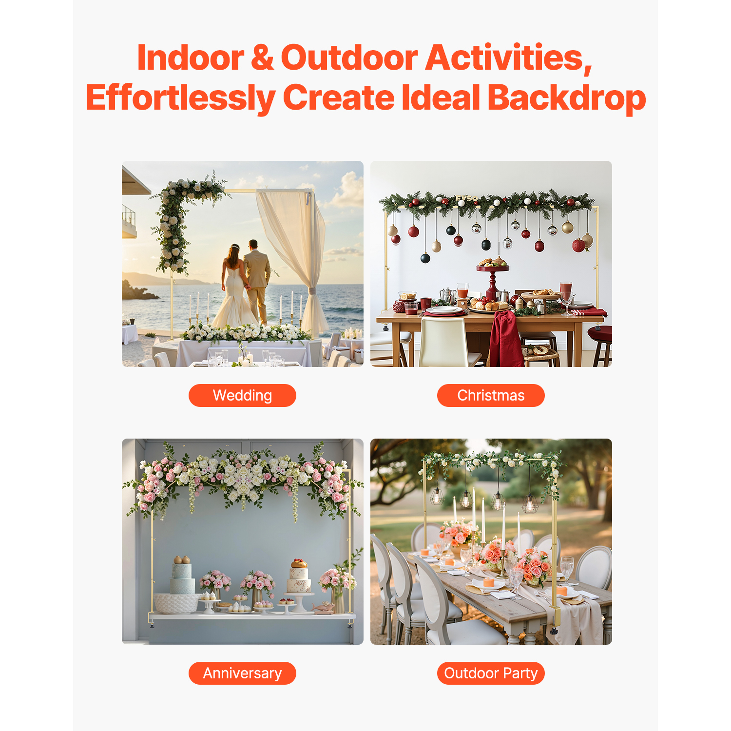 Adjustable Gold Table Balloon Arch Stand with C-Clamp - Heavy Duty Over The Table Rod Frame for Wedding & Party Decor