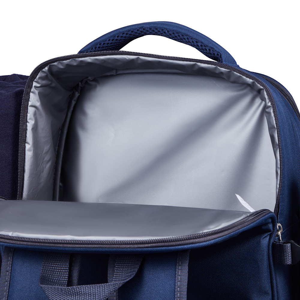 Navy Blue Insulated Picnic Backpack for Two with Cooler, Plates & Wine Glasses – All-in-One Outdoor Dining Set