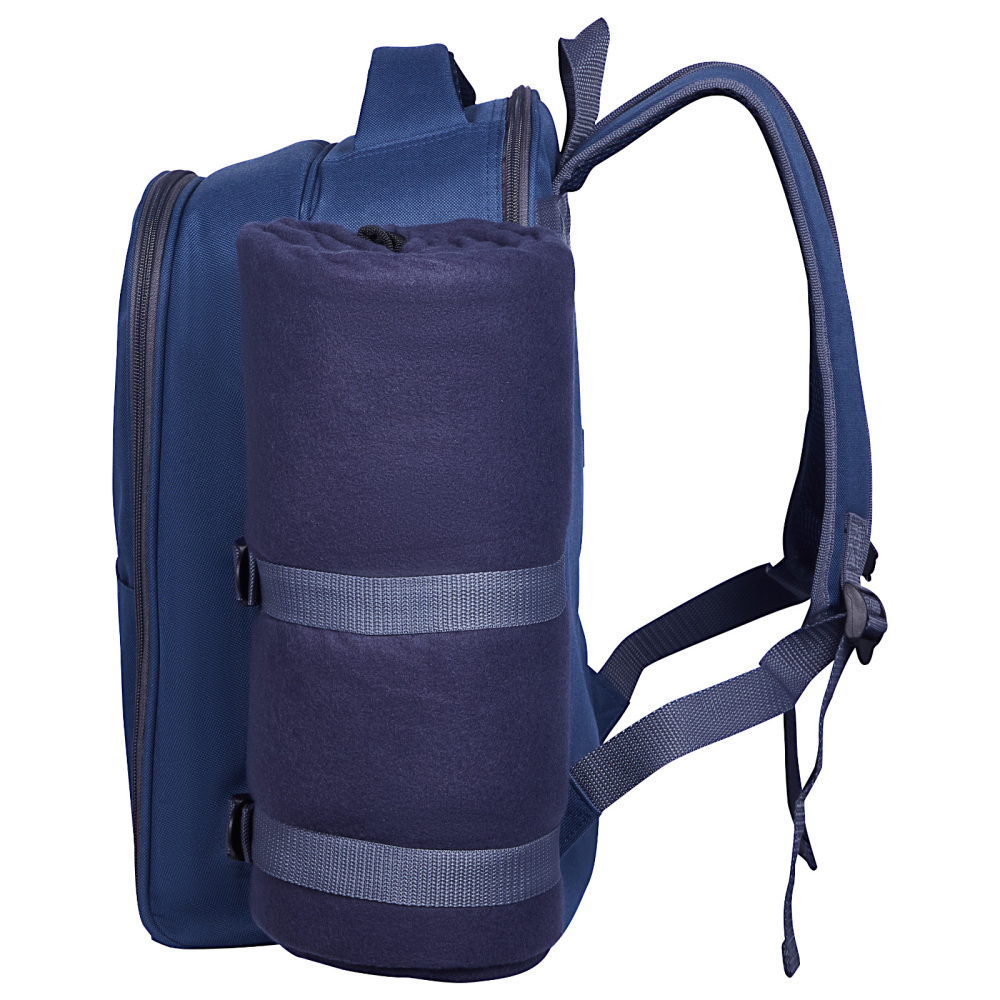 Navy Blue Insulated Picnic Backpack for Two with Cooler, Plates & Wine Glasses – All-in-One Outdoor Dining Set