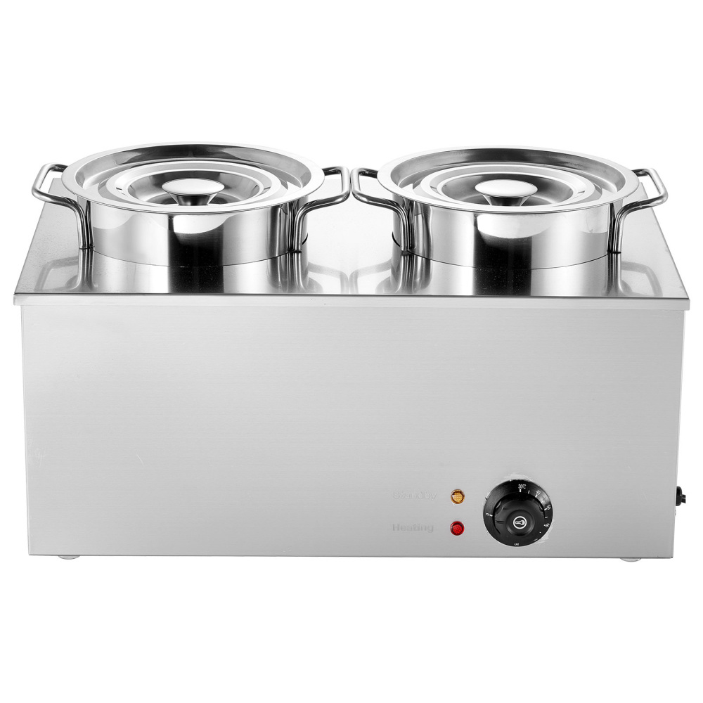 Commercial Stainless Steel Soup Warmer Station - Dual 6.34 Qt Electric Food Kettle with Adjustable Temperature Control