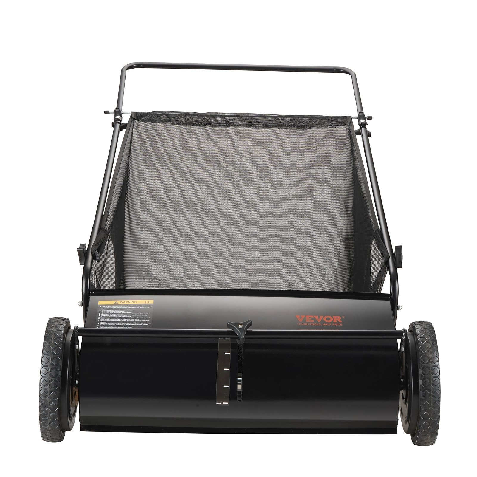 VEVOR 26-Inch Push Lawn Sweeper with Heavy-Duty Steel Frame & Large 7 Cu. Ft. Mesh Collection Bag for Leaves and Grass