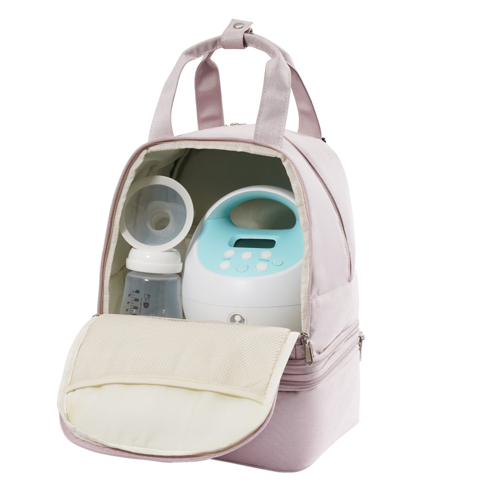 Light Pink Insulated Breast Pump Backpack & Cooler Bag with Ice Packs – Portable Nursing Travel Organizer for Work & Daycare