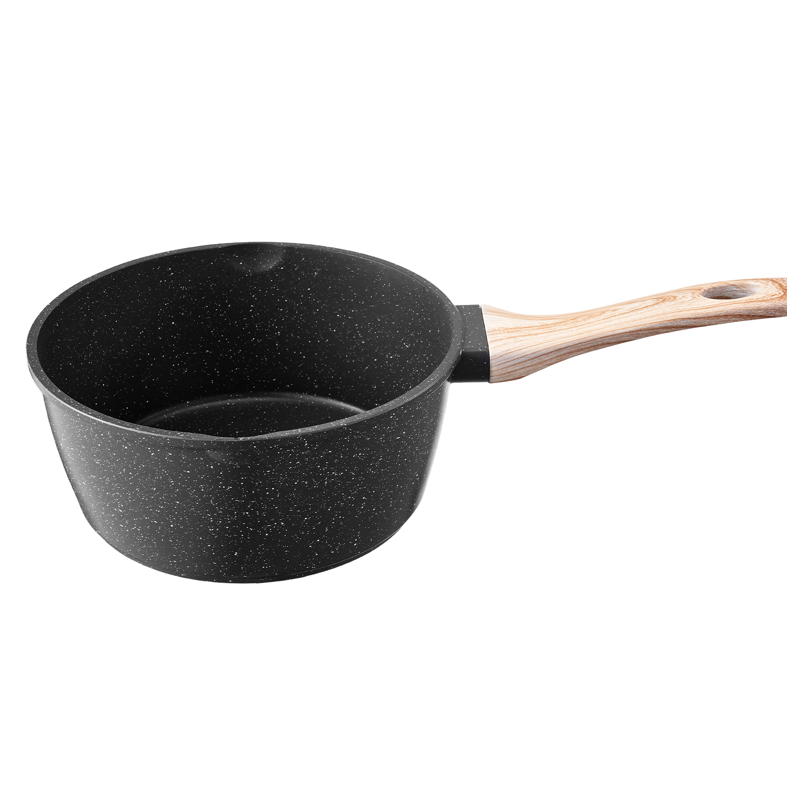 2.5 QT Nonstick Saucepan with Detachable Handle, Speckled Marble Coating Aluminum Cooking Pot for Induction & Gas Stovetops