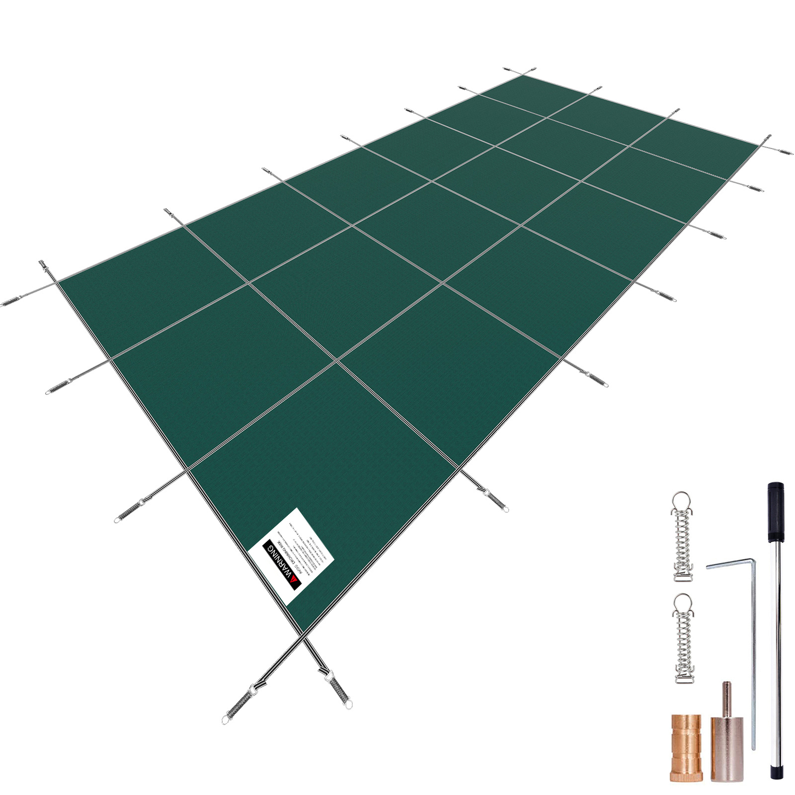 Premium Green Mesh Pool Safety Cover for 20x40ft Rectangle Inground Swimming Pools with Heavy-Duty Brass Anchors & Winter Debris Protection Kit