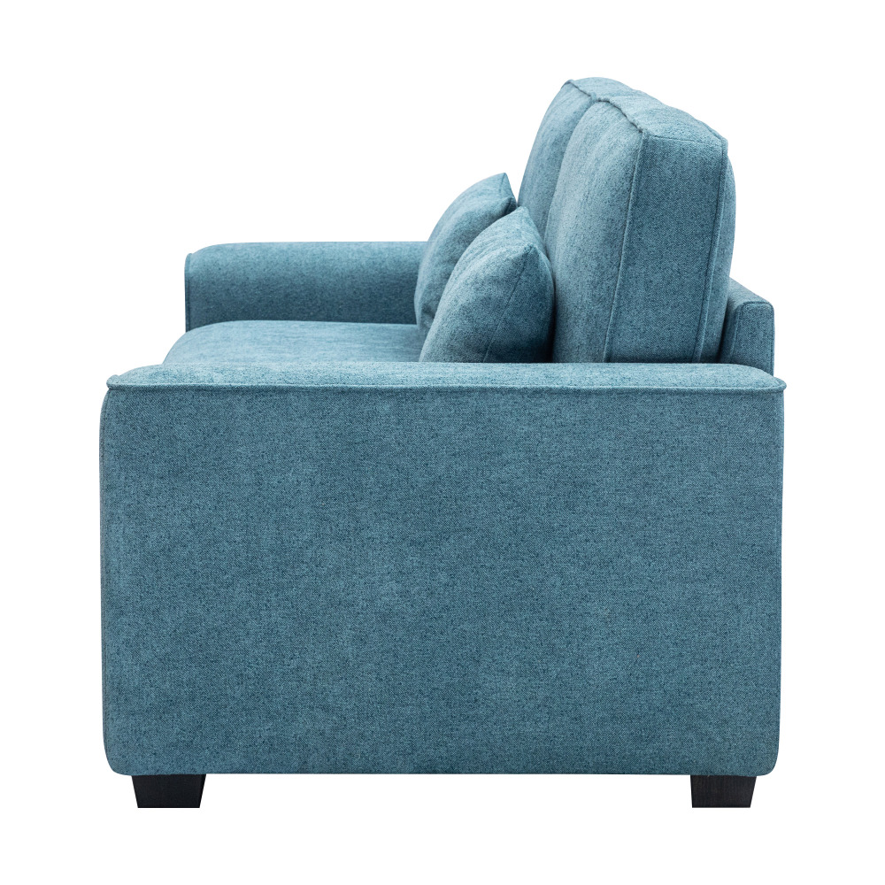 Modern 2-Seat Upholstered Sofa in Blue - Compact Loveseat for Apartment Living with Plush Cushions & Solid Wood Frame