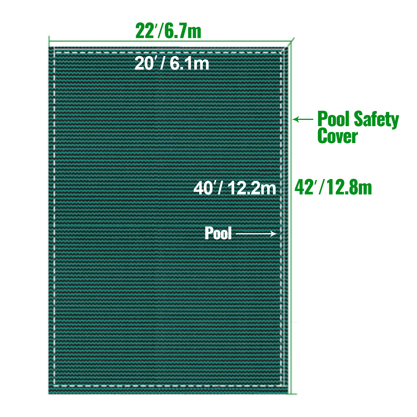Premium Green Mesh Pool Safety Cover for 20x40ft Rectangle Inground Swimming Pools with Heavy-Duty Brass Anchors & Winter Debris Protection Kit