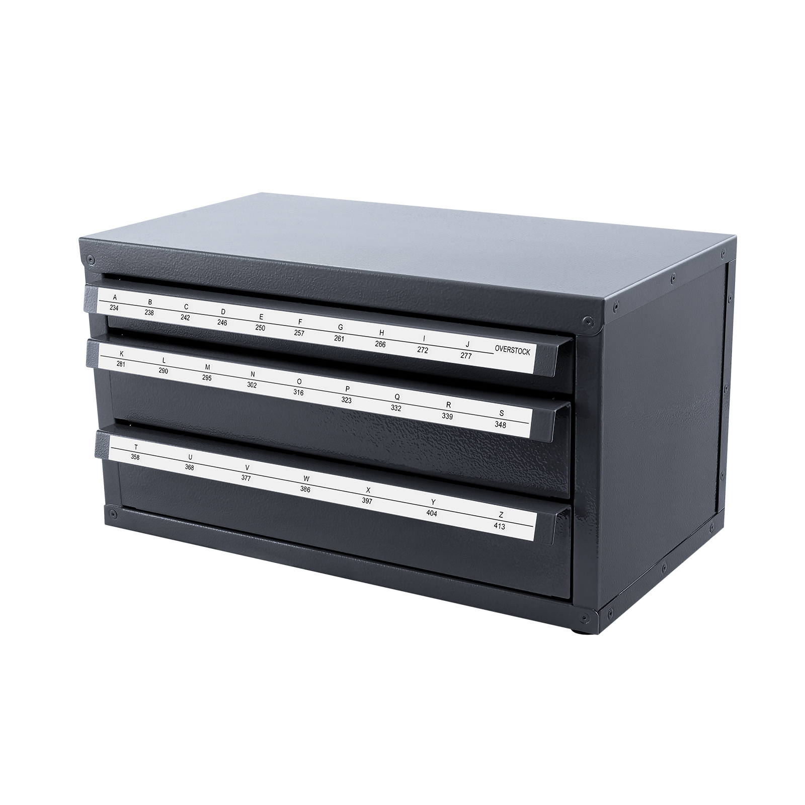 Industrial Steel Drill Bit Dispenser Cabinet - 3-Drawer A-Z Letter Size Tool Organizer with Ball-Bearing Slides & Labels