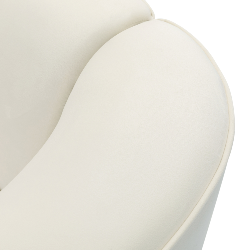 87" Curved Contemporary Sofa in Off-White Velvet: Plush 3-Seater Sectional for Modern Living Room Decor