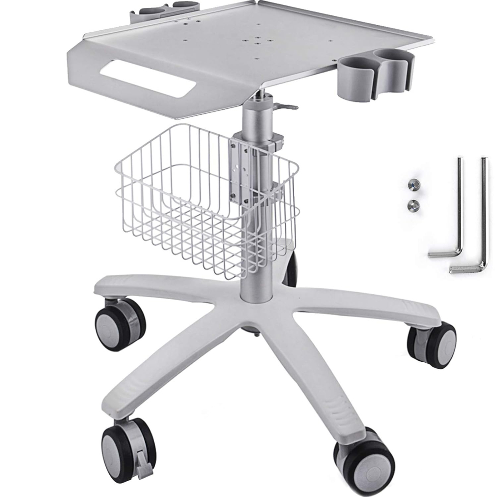 Height Adjustable Medical Cart with Wheels - Rolling Salon Station & Mobile Lab Trolley for Clinic, Beauty, and Spa