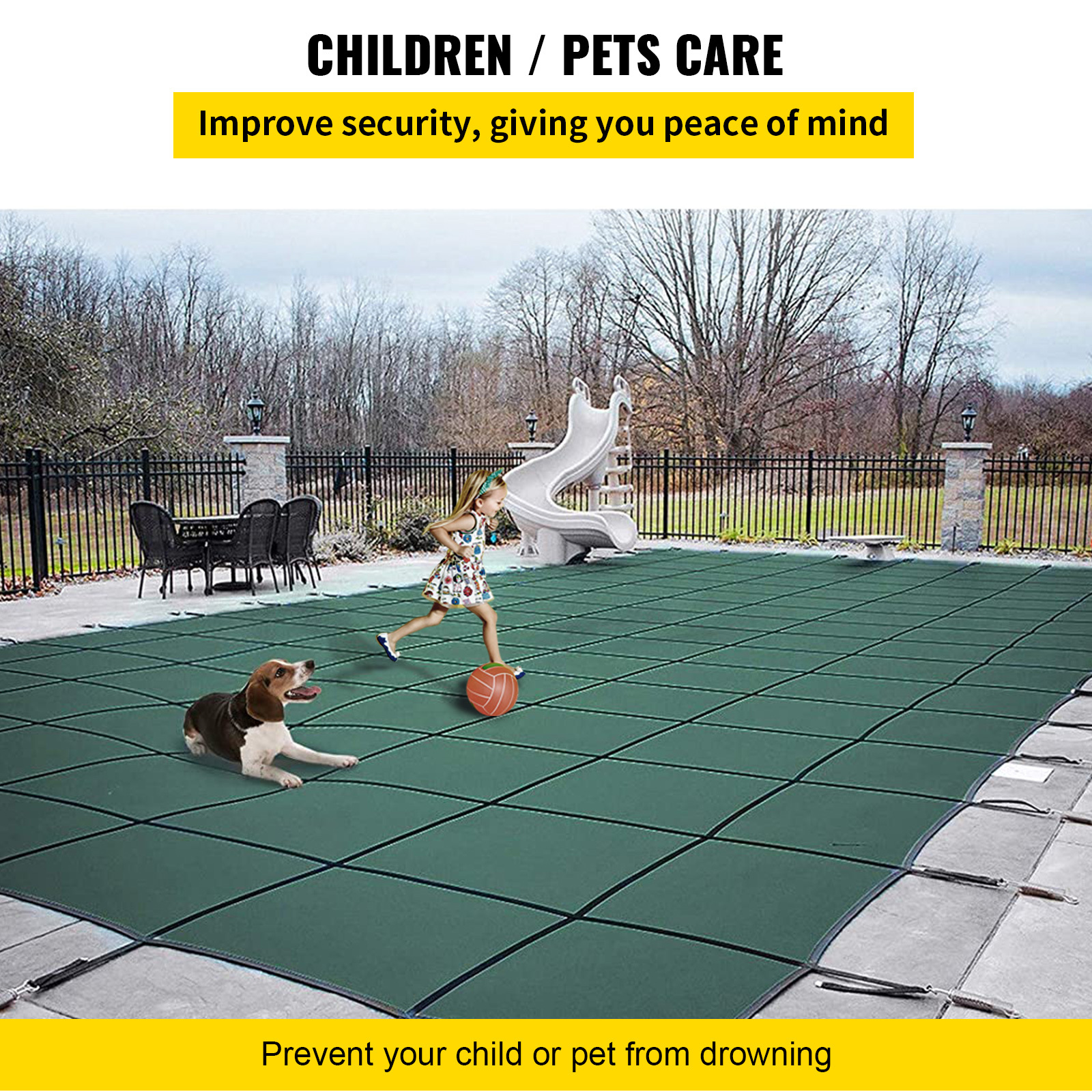 Premium Green Mesh Pool Safety Cover for 20x40ft Rectangle Inground Swimming Pools with Heavy-Duty Brass Anchors & Winter Debris Protection Kit