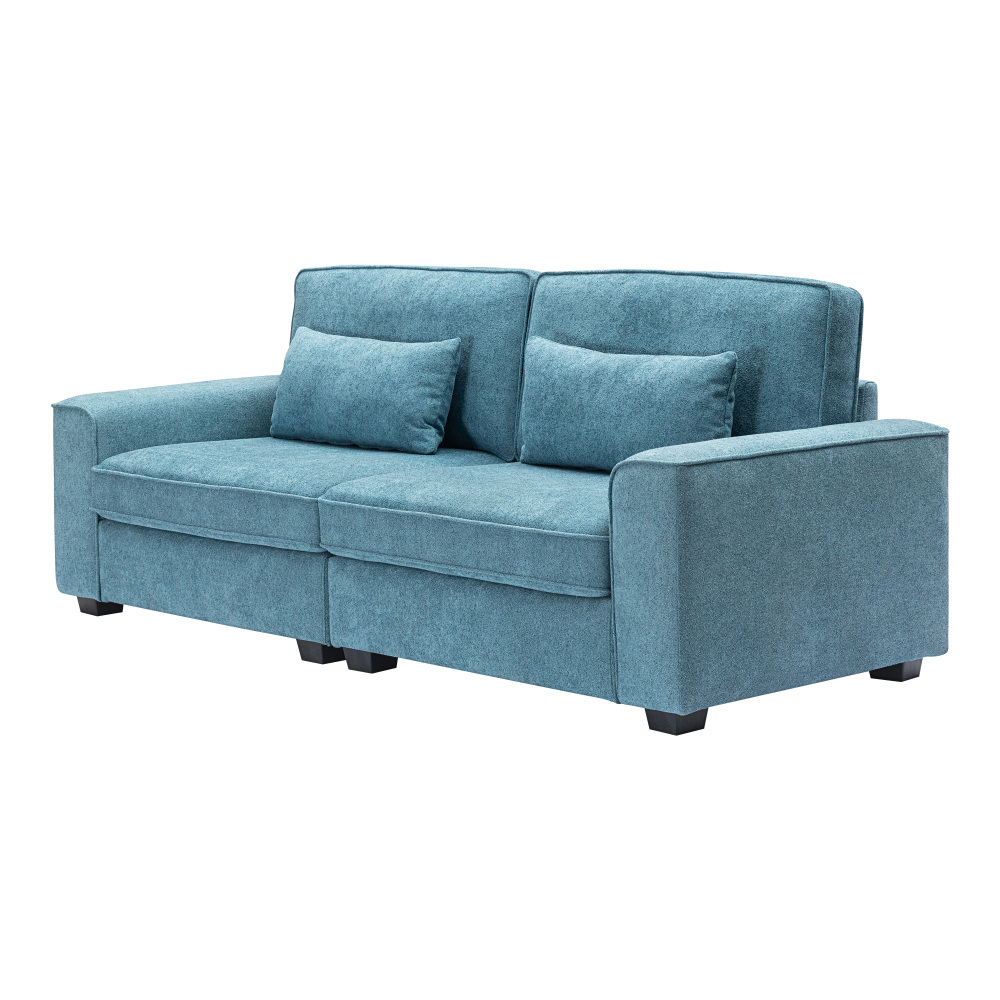 Modern 2-Seat Upholstered Sofa in Blue - Compact Loveseat for Apartment Living with Plush Cushions & Solid Wood Frame