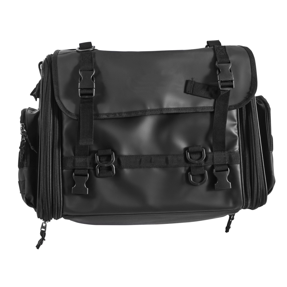 40-60L Expandable Motorcycle Tail Bag - Waterproof Rear Seat Luggage with Rain Cover & Shoulder Straps for Touring, Cruiser & Dirt Bikes
