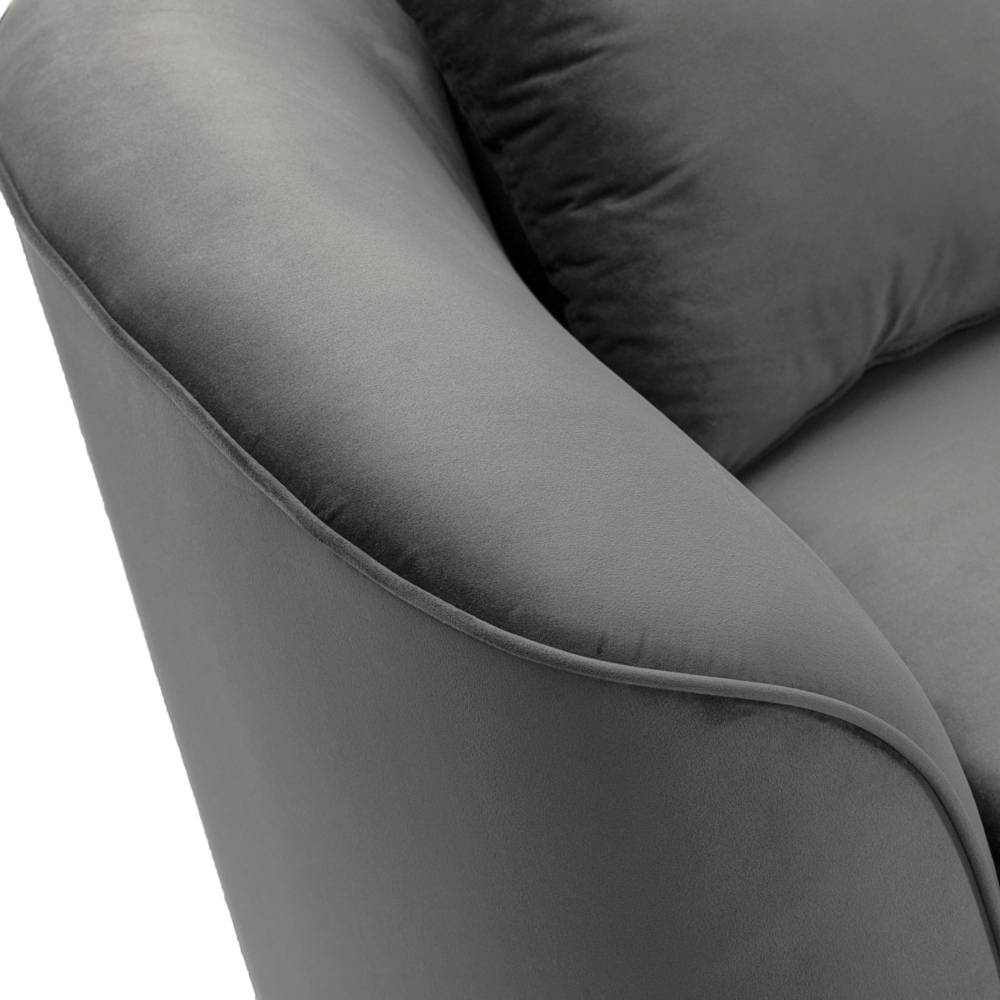 87" Curved Contemporary Sofa in Sleek Grey: Plush Velvet Seating, Streamlined Design, and Durable Frame – Ideal for Stylish Living Spaces