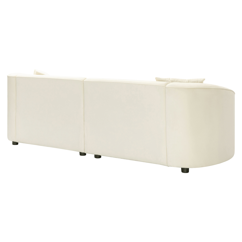 87" Curved Contemporary Sofa in Off-White Velvet: Plush 3-Seater Sectional for Modern Living Room Decor