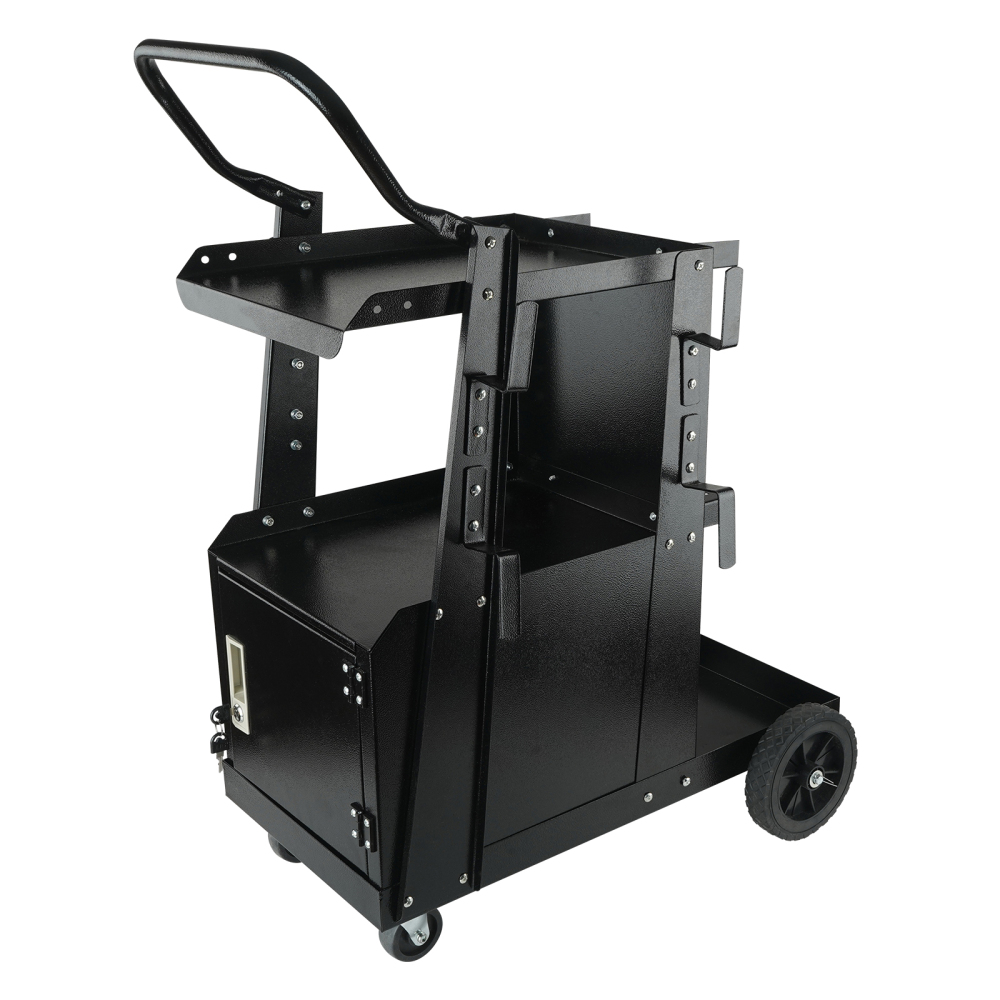 Heavy Duty Welding Cart with Lockable Storage Cabinet & Gas Cylinder Holder, Mobile Welder Stand for TIG/MIG/Plasma Cutter