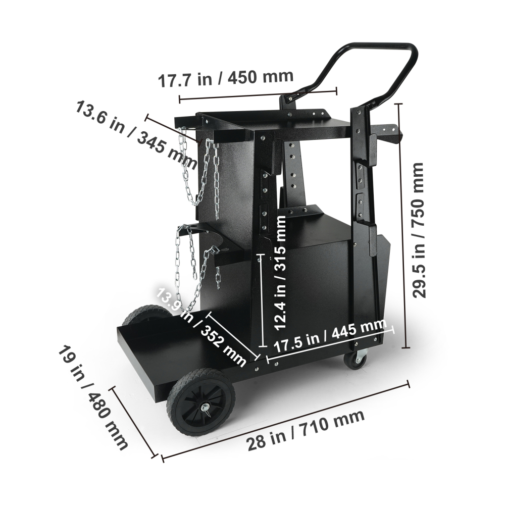Heavy Duty Welding Cart with Lockable Storage Cabinet & Gas Cylinder Holder, Mobile Welder Stand for TIG/MIG/Plasma Cutter