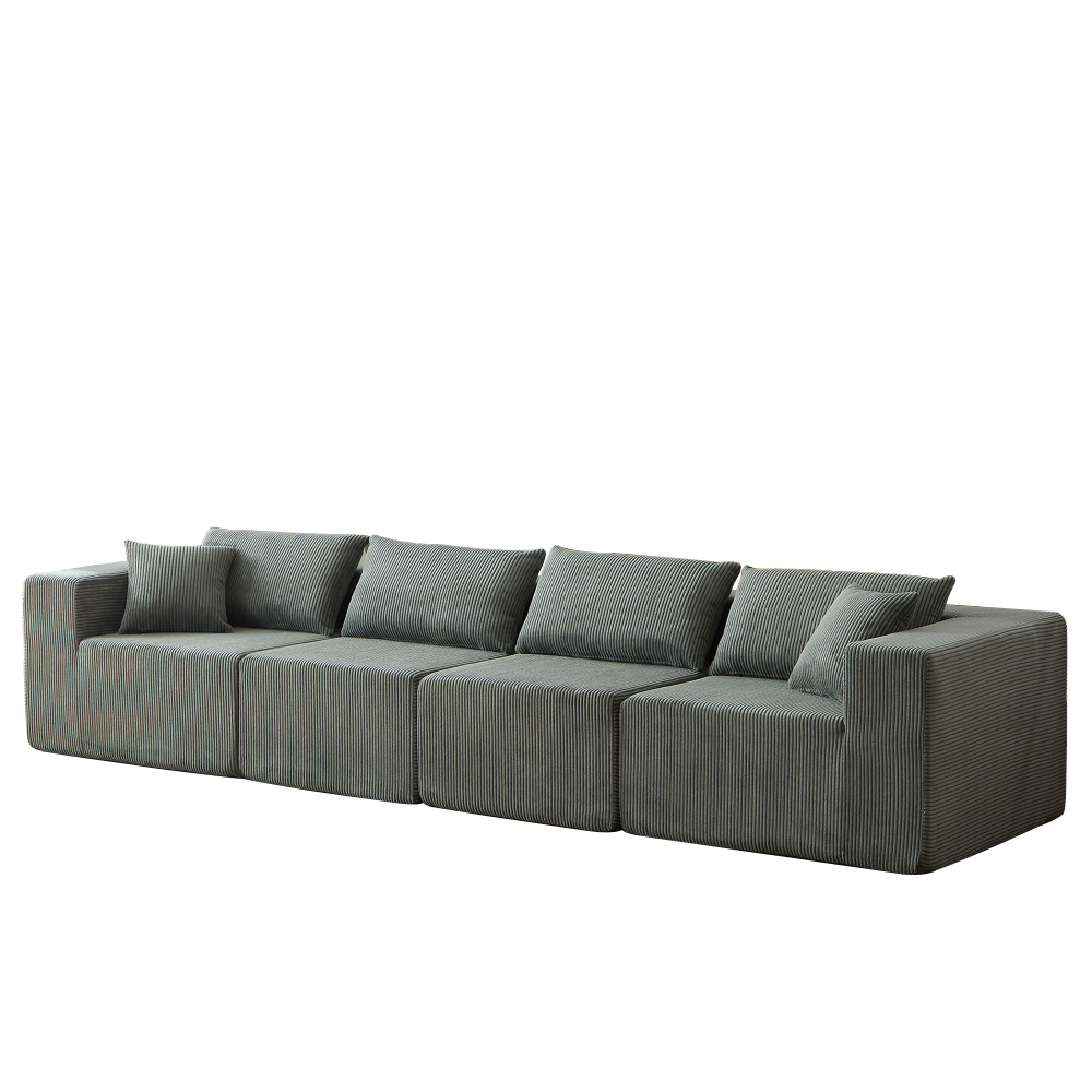 104" Corduroy Modular L-Shaped Sectional Sofa, Luxury Floor Couch Set, No Assembly Required Foam-Filled Living Room Furniture