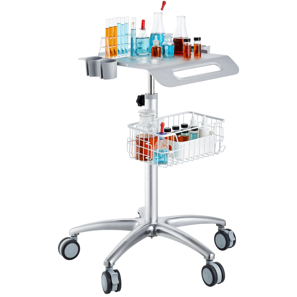 Height Adjustable Medical Cart with Wheels - Rolling Salon Station & Mobile Lab Trolley for Clinic, Beauty, and Spa