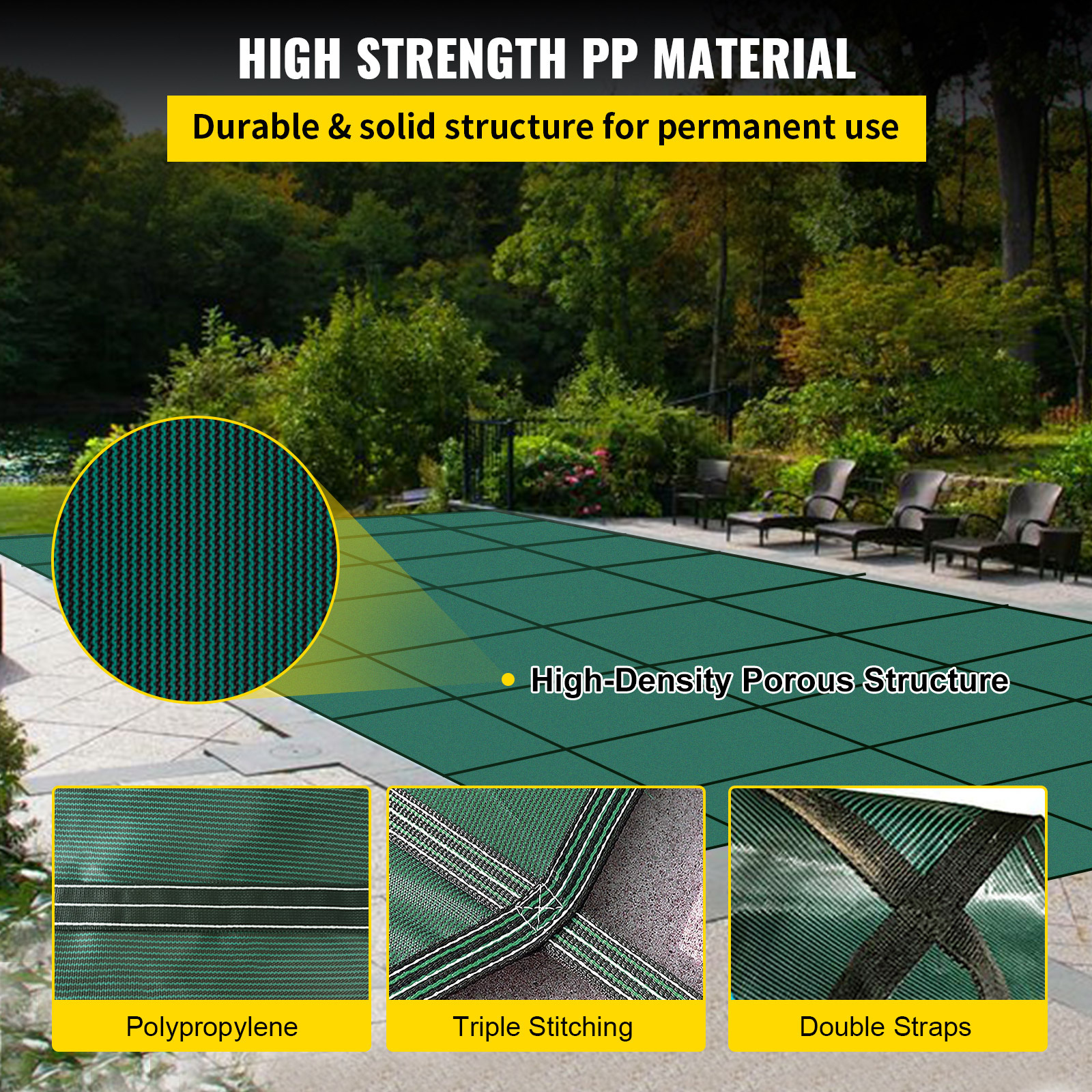 Premium Green Mesh Pool Safety Cover for 20x38 Ft Rectangle Inground Swimming Pools with Heavy-Duty Anchors & Installation Tools