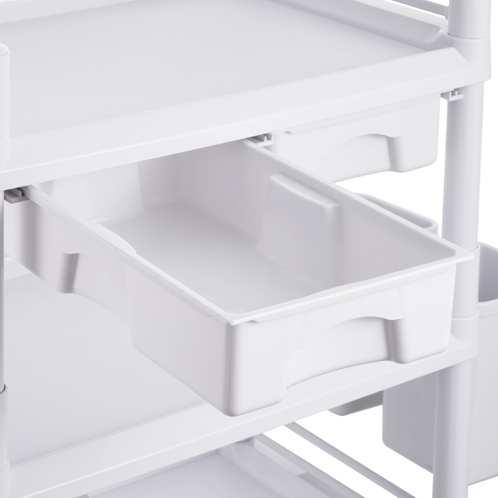 3-Tier Mobile Medical Cart with Drawers & Bins - Heavy Duty Lab Rolling Utility Trolley for Clinic, Salon & Office