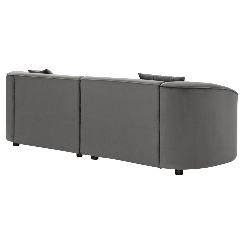 87" Curved Contemporary Sofa in Sleek Grey: Plush Velvet Seating, Streamlined Design, and Durable Frame – Ideal for Stylish Living Spaces